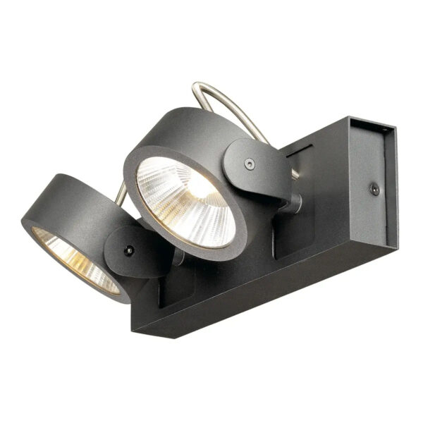 SLV, KALU, vegg- og takarmatur, 2x spot, LED, 3000 K, 60°, SORT, LEVERINGSTID