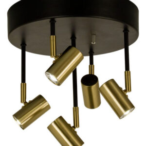 Gusto takspot rund sort 5x5w LED dimmer 3000k