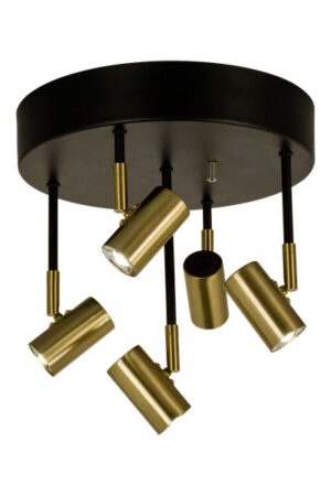 Gusto takspot rund sort 5x5w LED dimmer 3000k