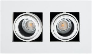 SG, QUADRAT MATT-HVIT 2X6,5W LED, KREVER TAKKASSE, HULLSTØRRELSE 2x Ø120, NB STOR, LEVERINGSTID