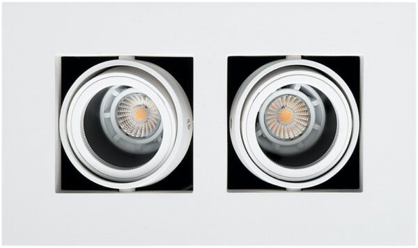 SG, QUADRAT MATT-HVIT 2X6,5W LED, KREVER TAKKASSE, HULLSTØRRELSE 2x Ø120, NB STOR, LEVERINGSTID